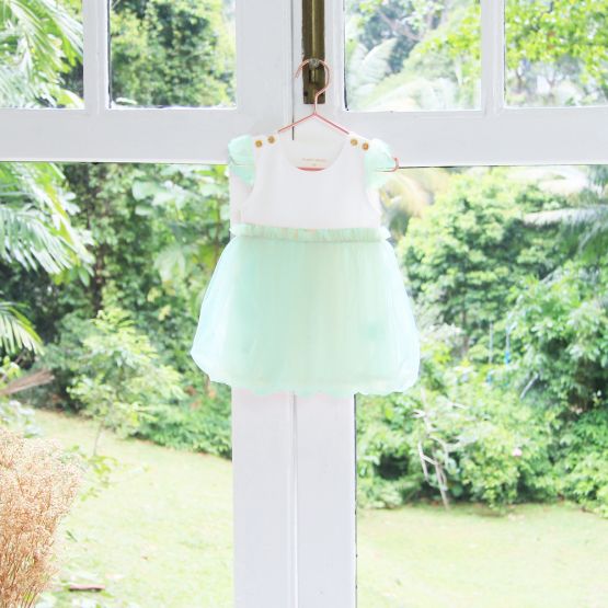 *Bestseller* Flower Girl Series - Baby Bubble Dress in Mint