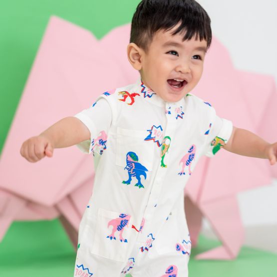 Made for Play - Baby Playsuit in T-Rex Print