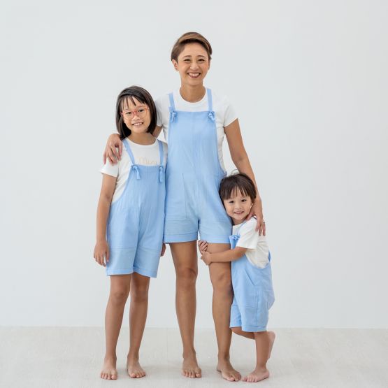 *New* Mama & Mini - Pastel Blue Ladies Short Overalls