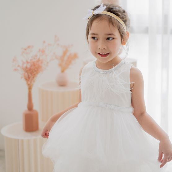 *Bestseller* Flower Girl Series - Cascading Dress in White