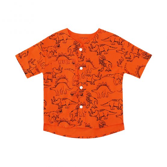 Made for Play - Boys Wide-Pocket Shirt in Dino Sketch Print in Orange