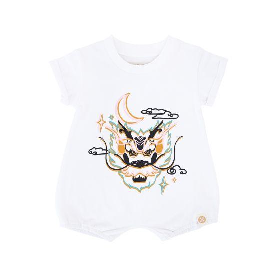 *New* Dragon Streetwear - Baby Bubble Romper in White Dragon