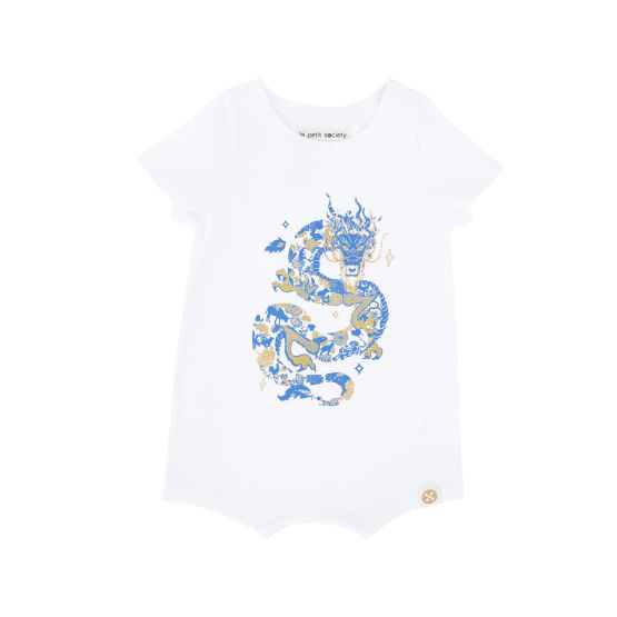 *New* Dragon Streetwear - Baby Romper in White Dragon