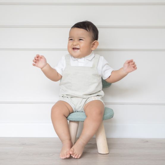 Papa & Mini - Baby Boy Overalls in Sage (Personalisable)