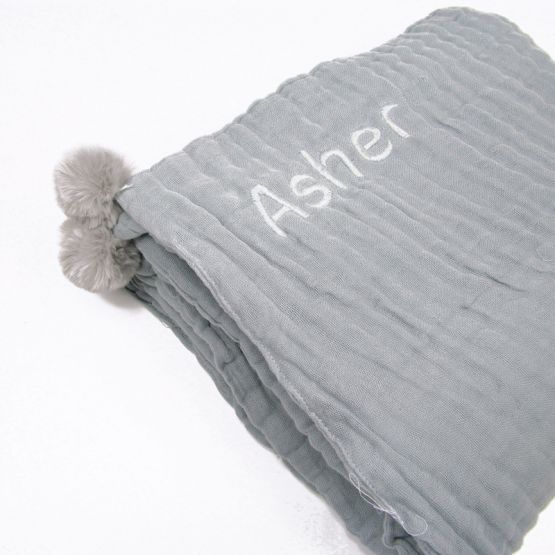 Keepsake Kids/Adult Single Blanket in Grey (Personalisable)