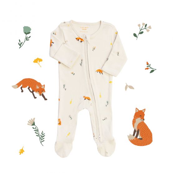 Baby Organic Zip Sleepsuit in Fox Print (Personalisable)