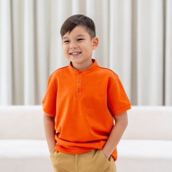 Garden Series - Boys Polo Shirt in Orange (Personalisable)