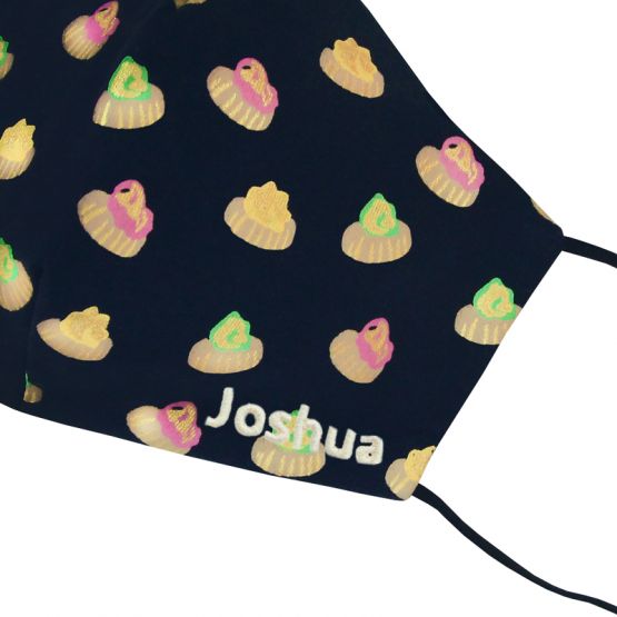 Reusable Kids & Adult Mask in Gem Biscuit Print (Navy) (Personalisable)