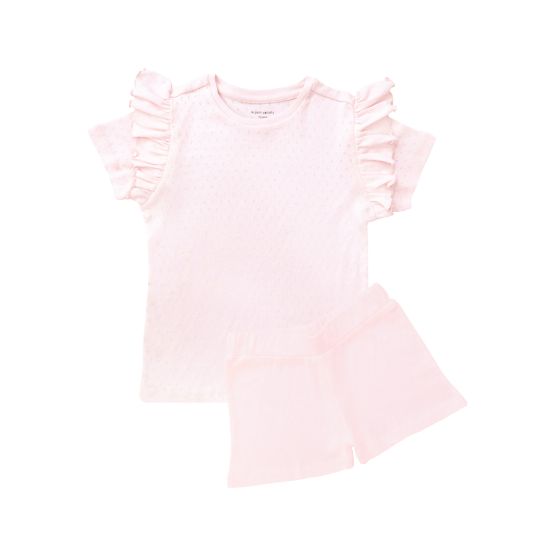 *New* Organic Kids Ruffle Short Sleeves PJ Set in Pink
