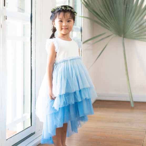 Flower Girl Series - Cascading Dress in Blue Hues