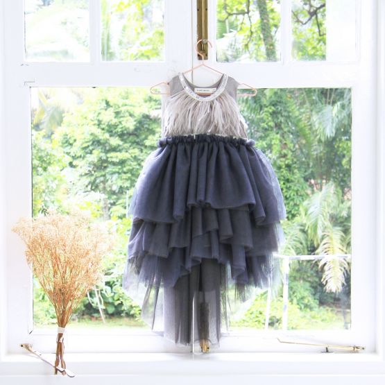 Flower Girl Series - Cascading Dress in Grey