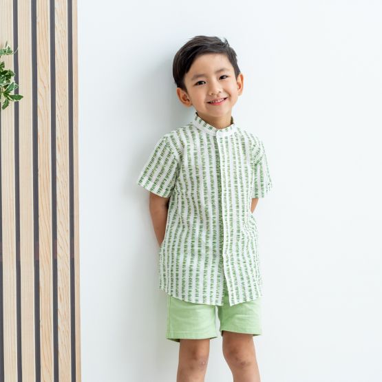 Garden Series - Boys Shirt in Leaf Print (Personalisable)