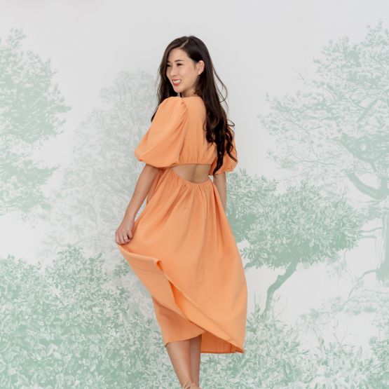 Mandarin Orange Series - Ladies Midi Dress in Orange