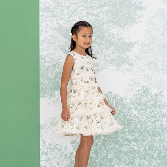 Spring Series - Girls Tiered Lace Dress in Cream