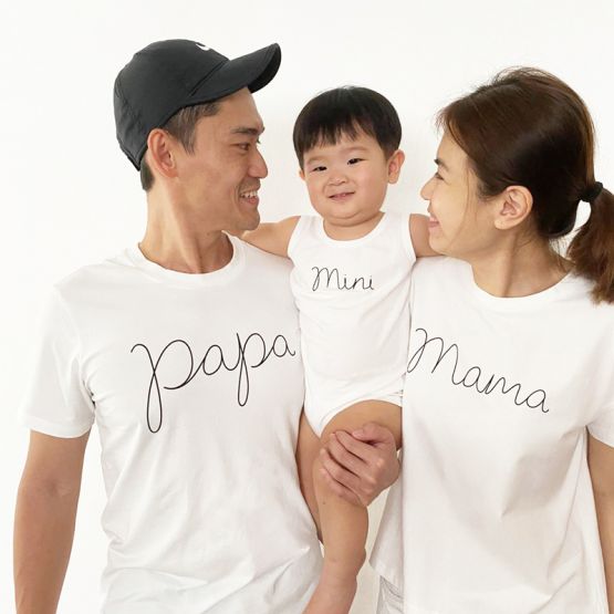 Family Tees - Papa Tee in White/Black
