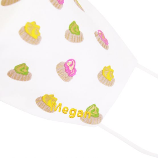 Reusable Kids & Adult Mask in Gem Biscuit Print (White) (Personalisable)
