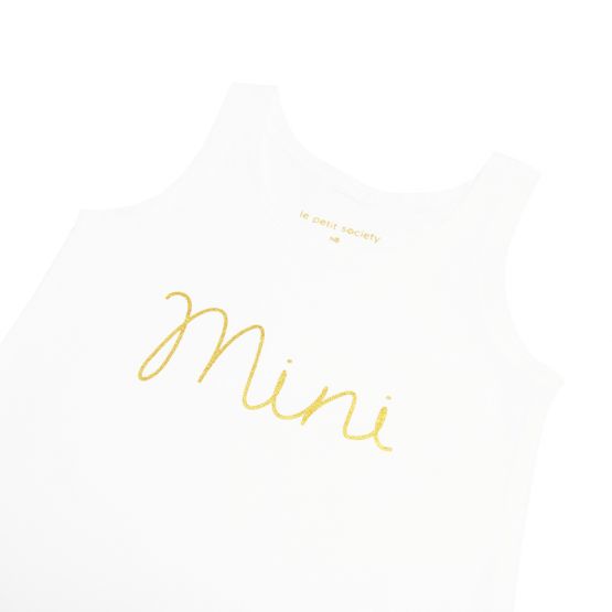Family Tees - Mini Baby Sleeveless Romper in White/Gold