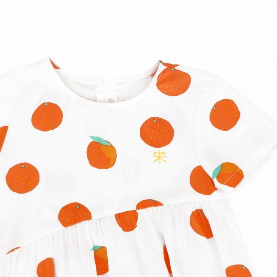 Mandarin Orange Series - Girls Asymmetrical Baby Doll Dress (Personalisable)