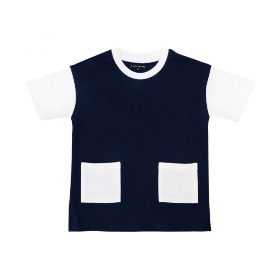 Made for Play - Boxy Tee with Contrast Pockets in Navy 
