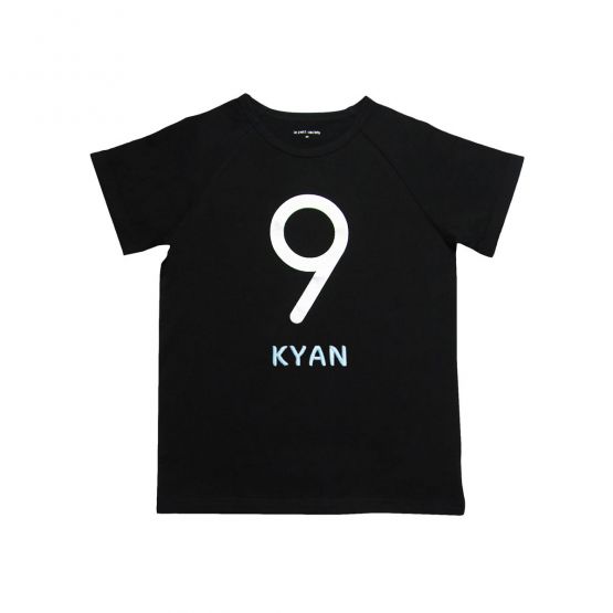 Number 9 Tee in Black/Silver (Personalisable)