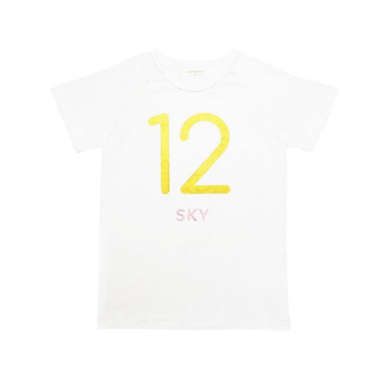 Number 12 Tee in White/Gold (Personalisable)