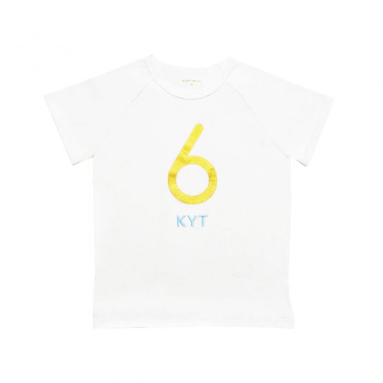 Number 6 Tee in White/Gold (Personalisable)