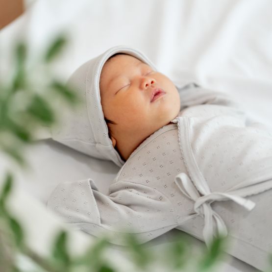 *New* Organic Baby Long Sleeve Kimono Sleepsuit in Grey
