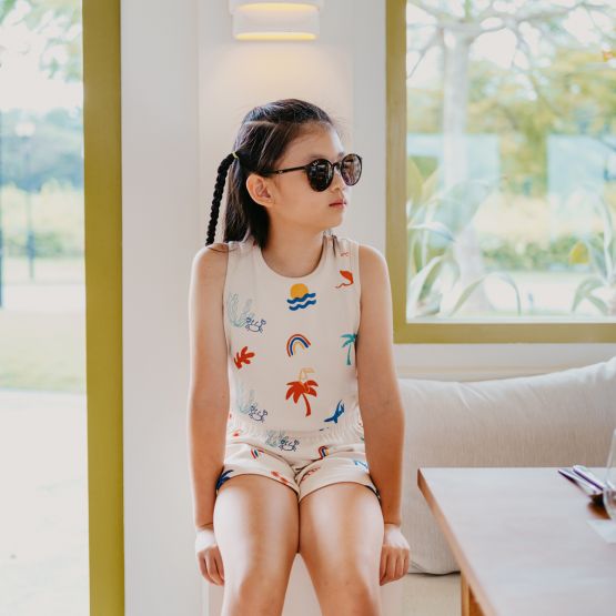 *New* Resort Series - Kids Ribbed Jumpsuit in Paradise Print