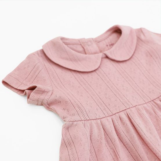 *New* Baby Girl Dress in Plum Pointelle Cotton