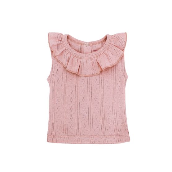 Baby Girl Ruffle Top in Plum Pointelle Cotton