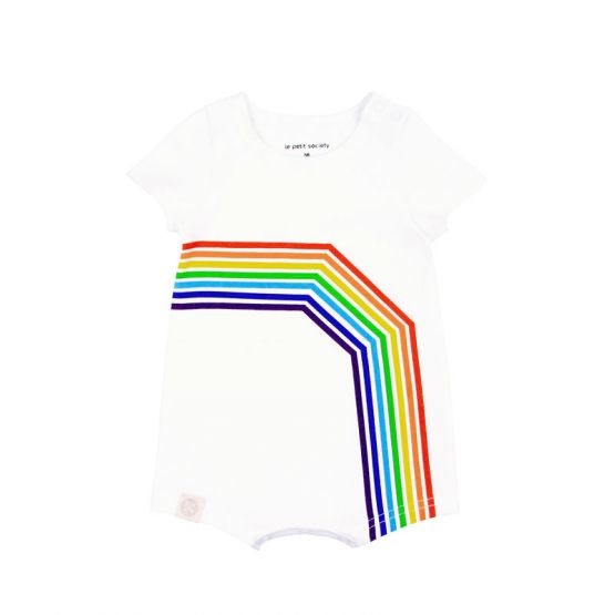 *Signature* Rainbow Series - Baby Romper in White (Right Arc) (Personalisable)