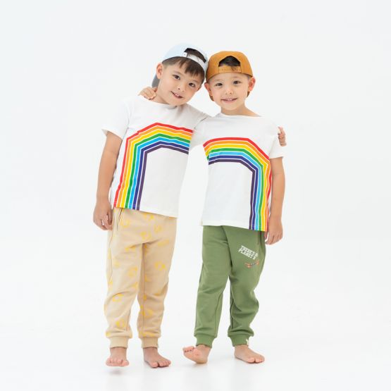 *Signature* Rainbow Series - Kids Tee in White (Right Arc) (Personalisable)
