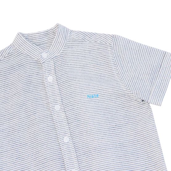 Papa & Mini - Boys Shirt in Blue Stripes (Personalisable)