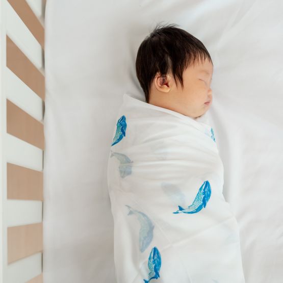 Baby Organic Swaddle - Whale (Personalisable)