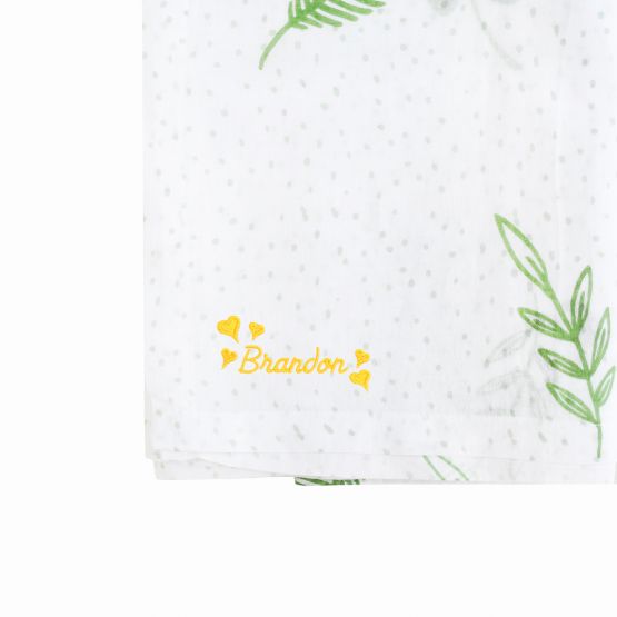 Baby Organic Swaddle - Tropical Leaves (Personalisable)