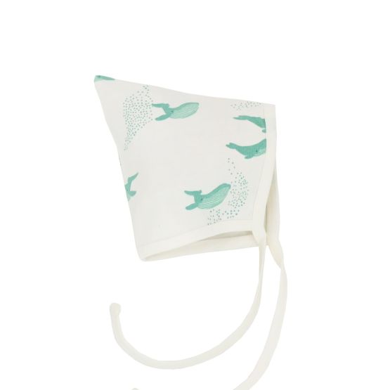 *New* Organic Baby Bonnet Hat in Whale Print (Personalisable)